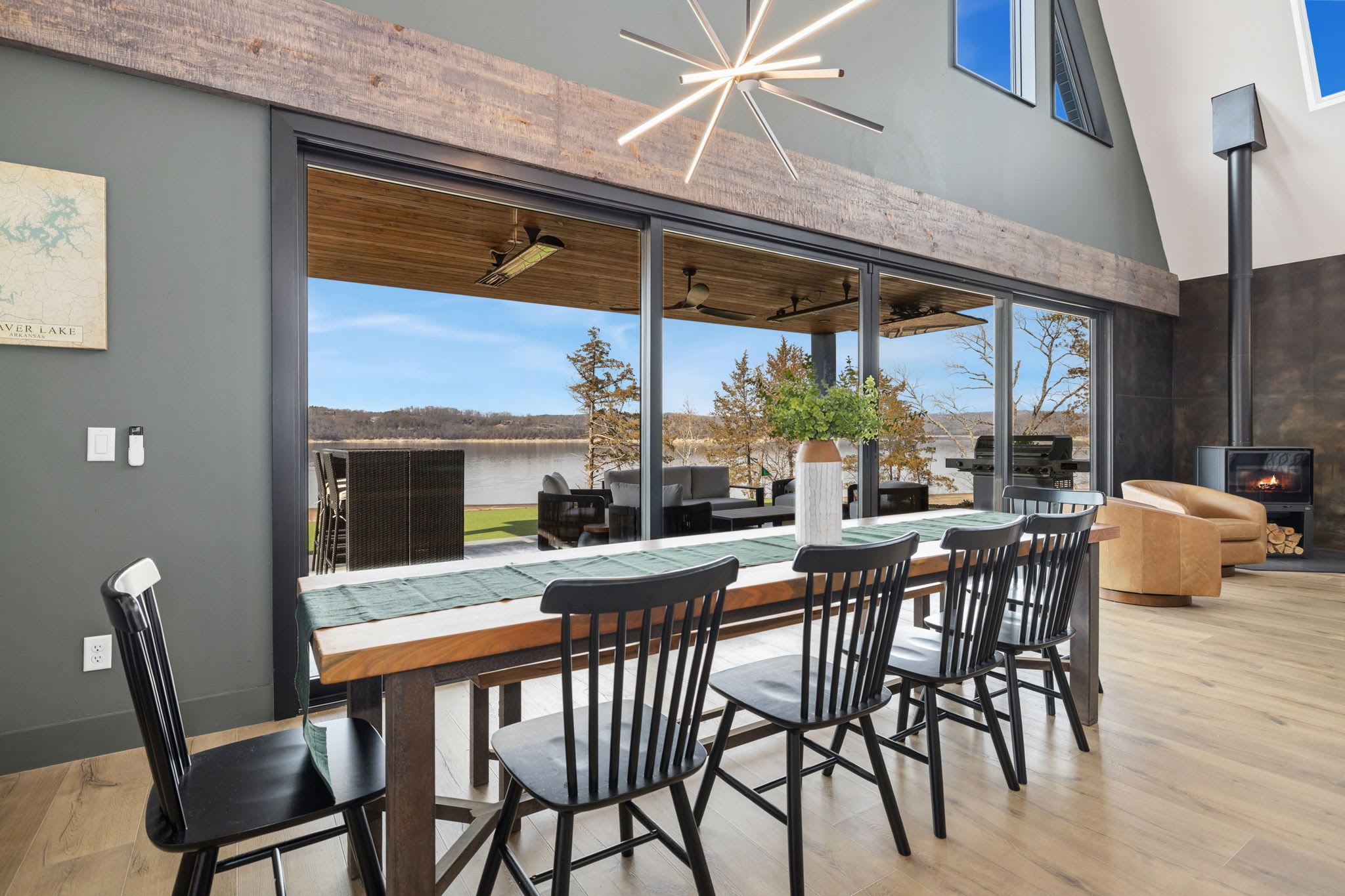 Large dining table offers plenty seating for the crew.