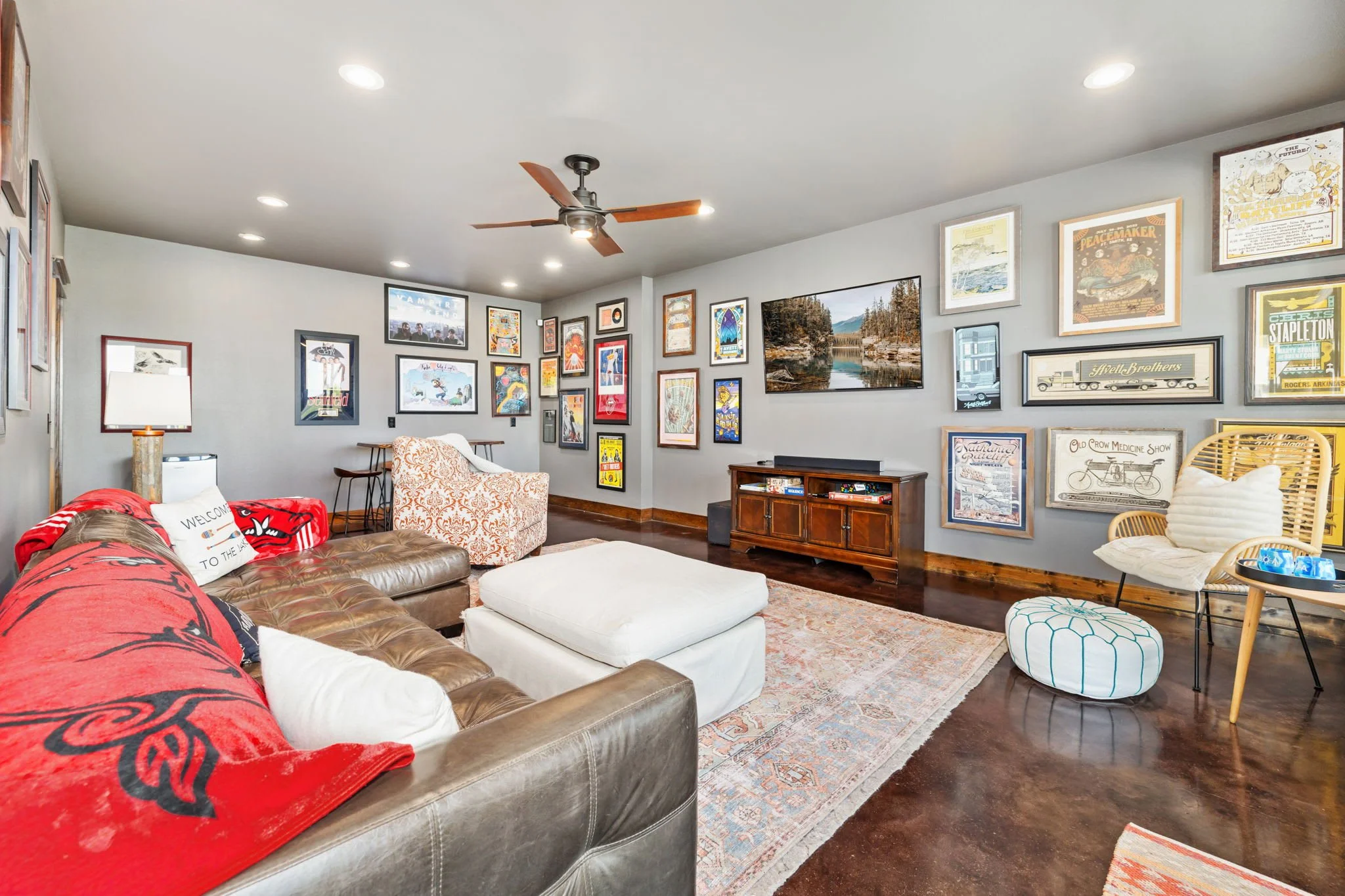 Your crew will love the cozy seating, board games, and a large Smart TV.