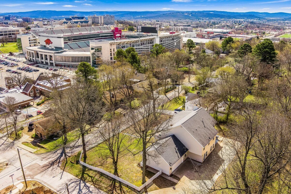 We are literally STEPS away (1 block) from Razorback Football Stadium and the U of A.