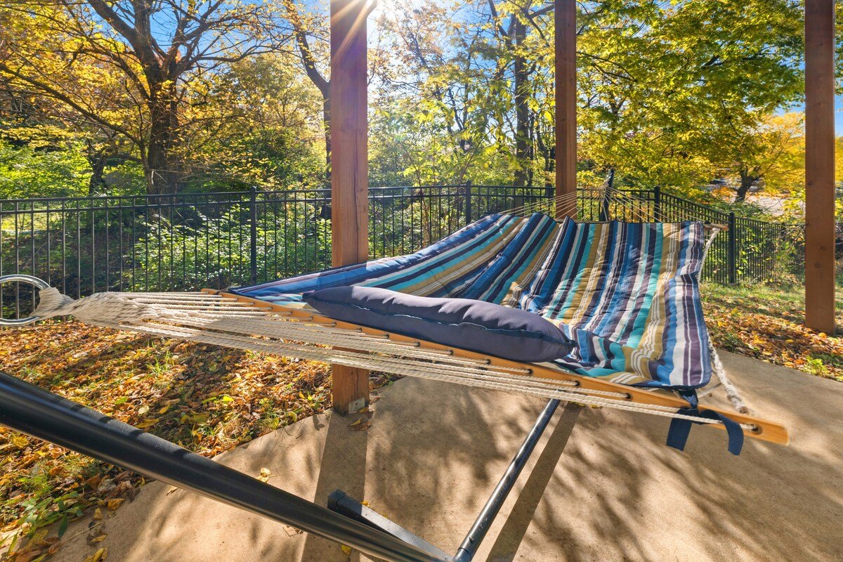 The hammock is ready for a breezy, afternoon nap.