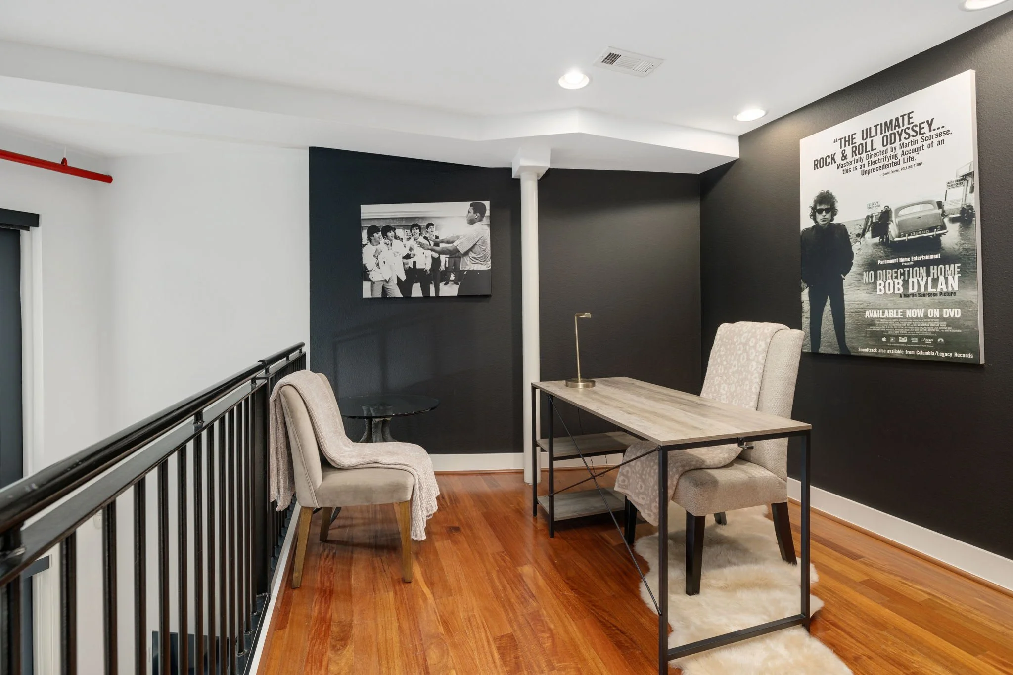 At left, find an office space with desk.