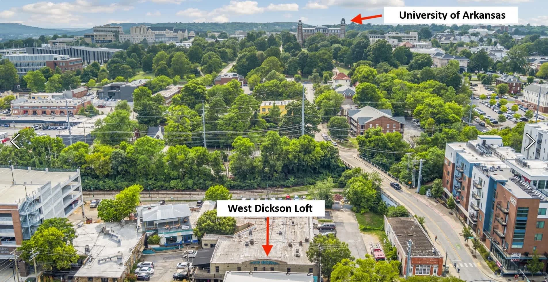 An easy walk to Old Main and University of Arkansas campus and Donald W. Reynolds football stadium!