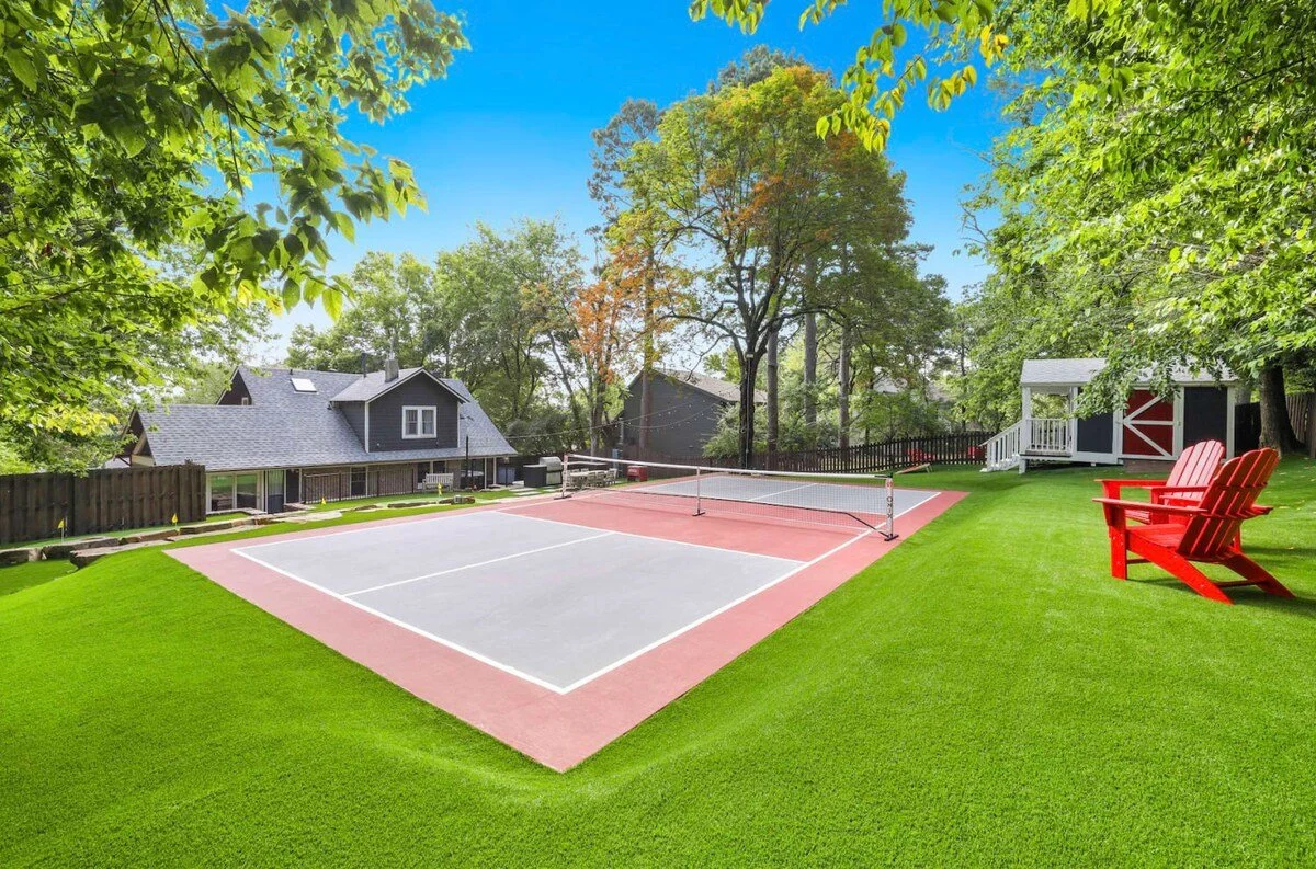 ... on our full size private pickle ball court! 