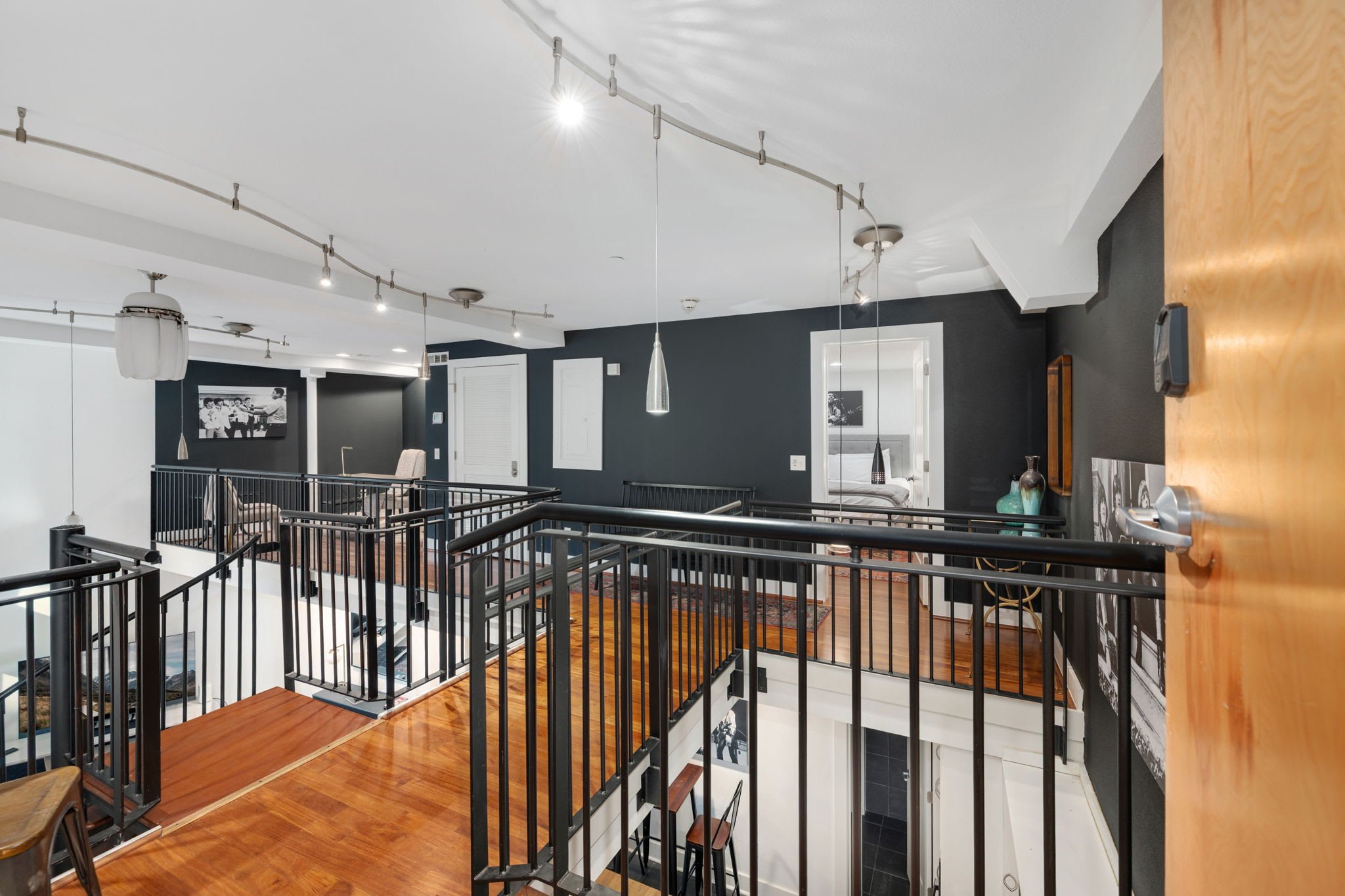 Walk across the catwalk to the loft.