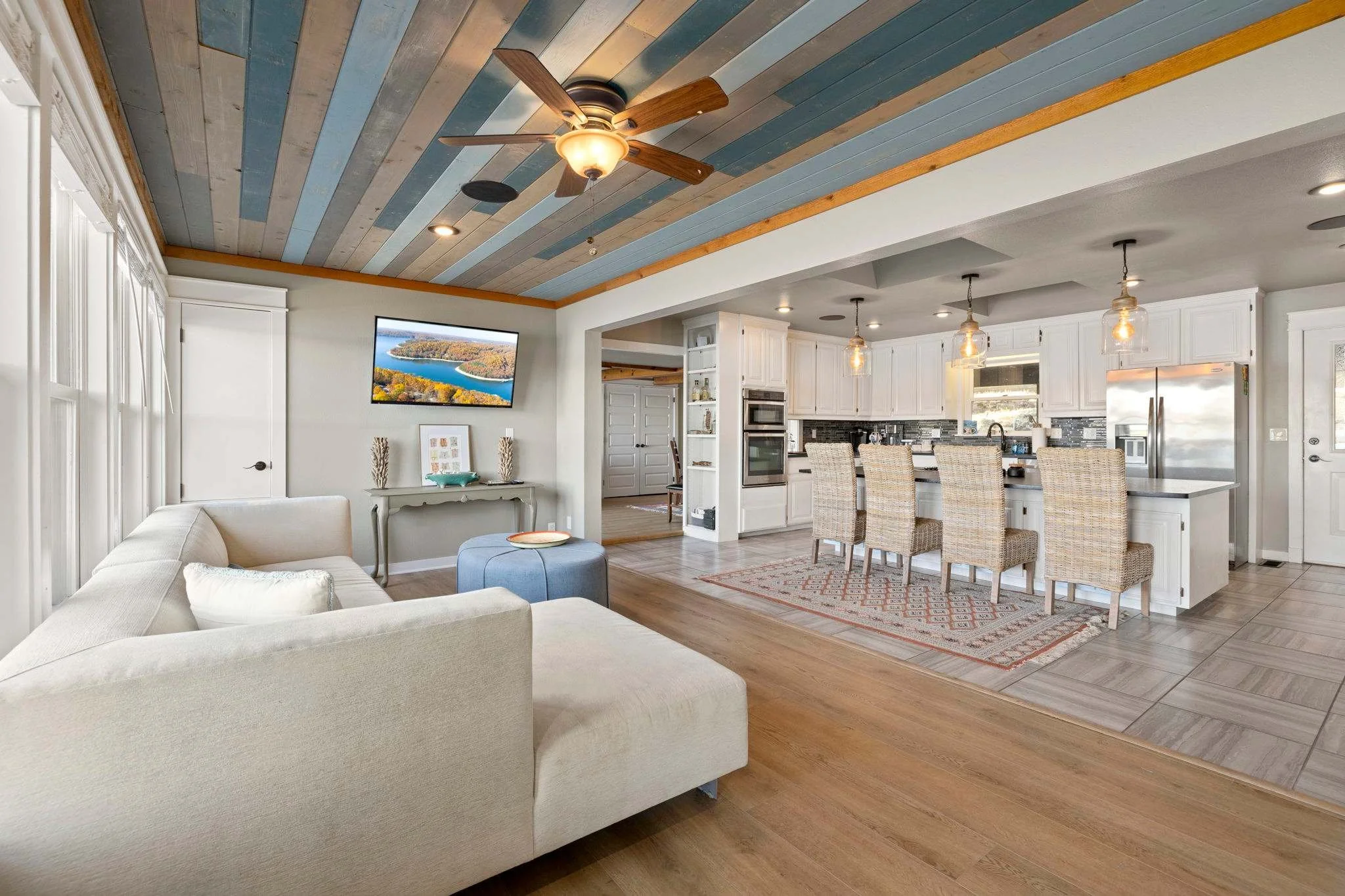 For your entertainment, a Smart TV is viewable throughout the space.