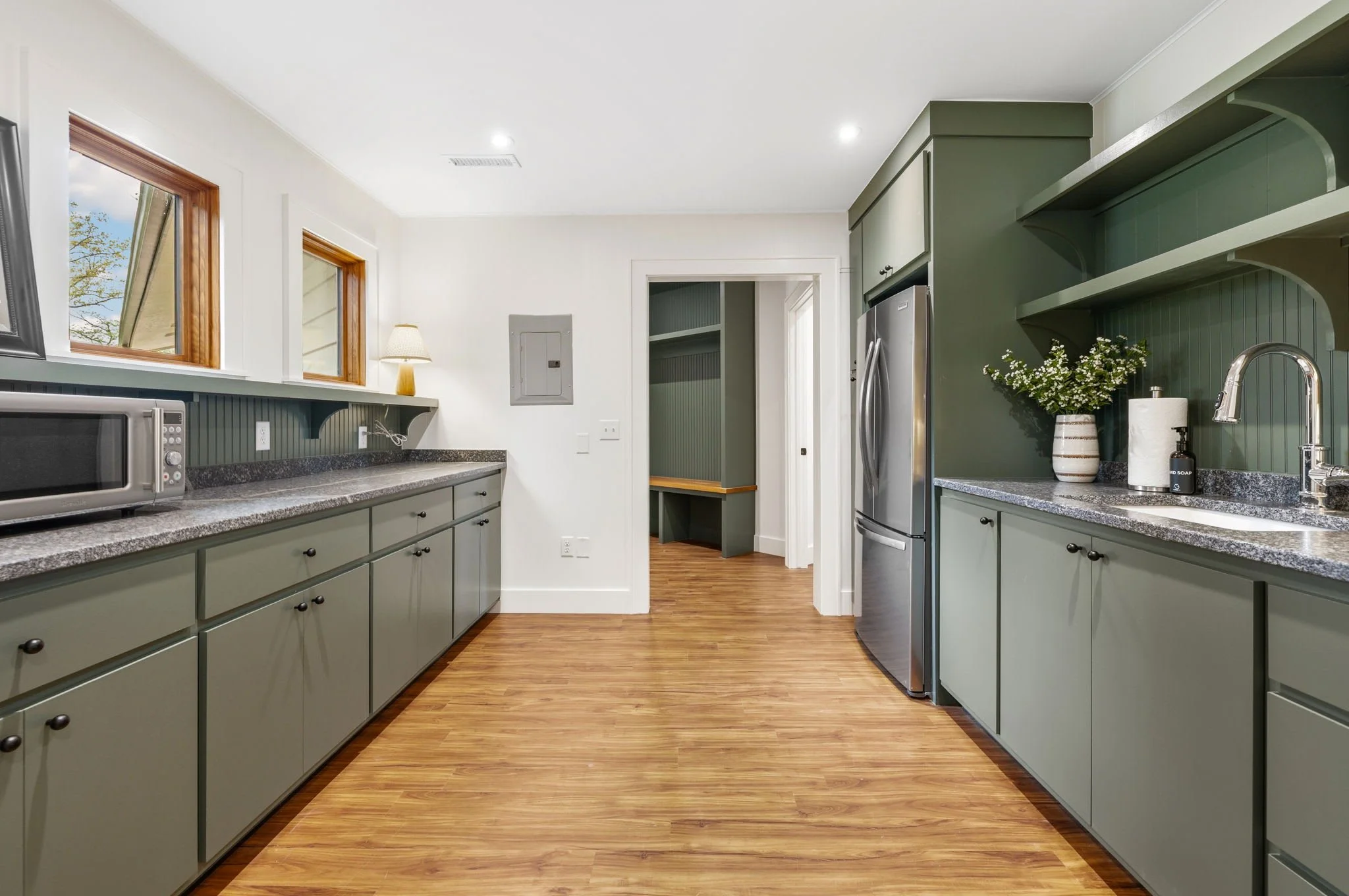 The kitchenette is just off the game room.