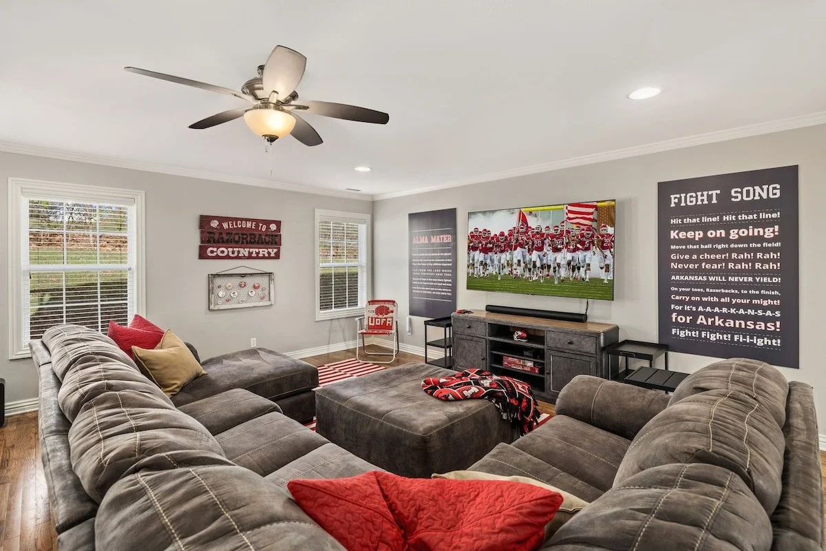 Watch the Hogs play on our 75-inch Smart TV with Dish Network!