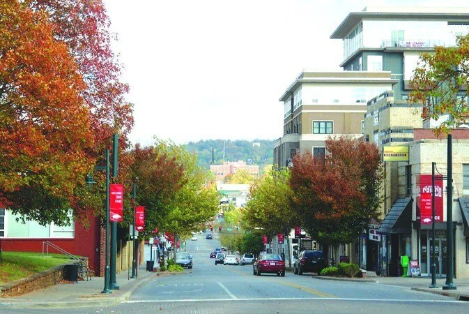 The core athletic facilities for the University of Arkansas are within walking distance of Pig Sooie Porch.