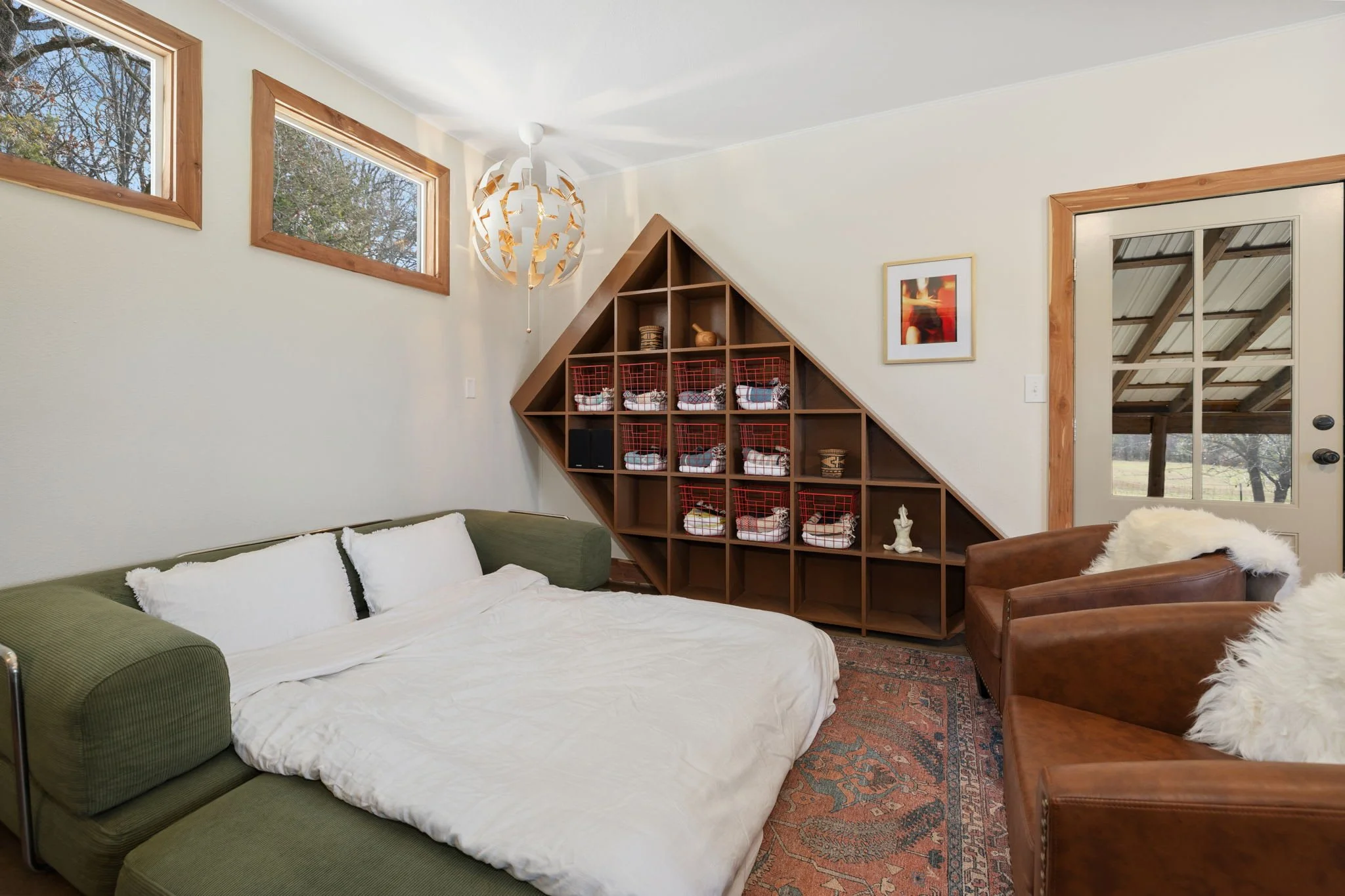 Pull out sofa for two.