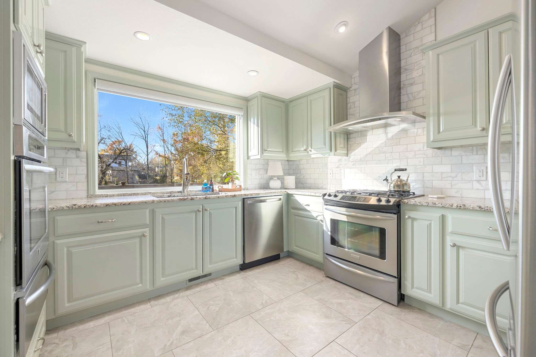 Our sunlit kitchen is fully stocked has everything you'll need.
