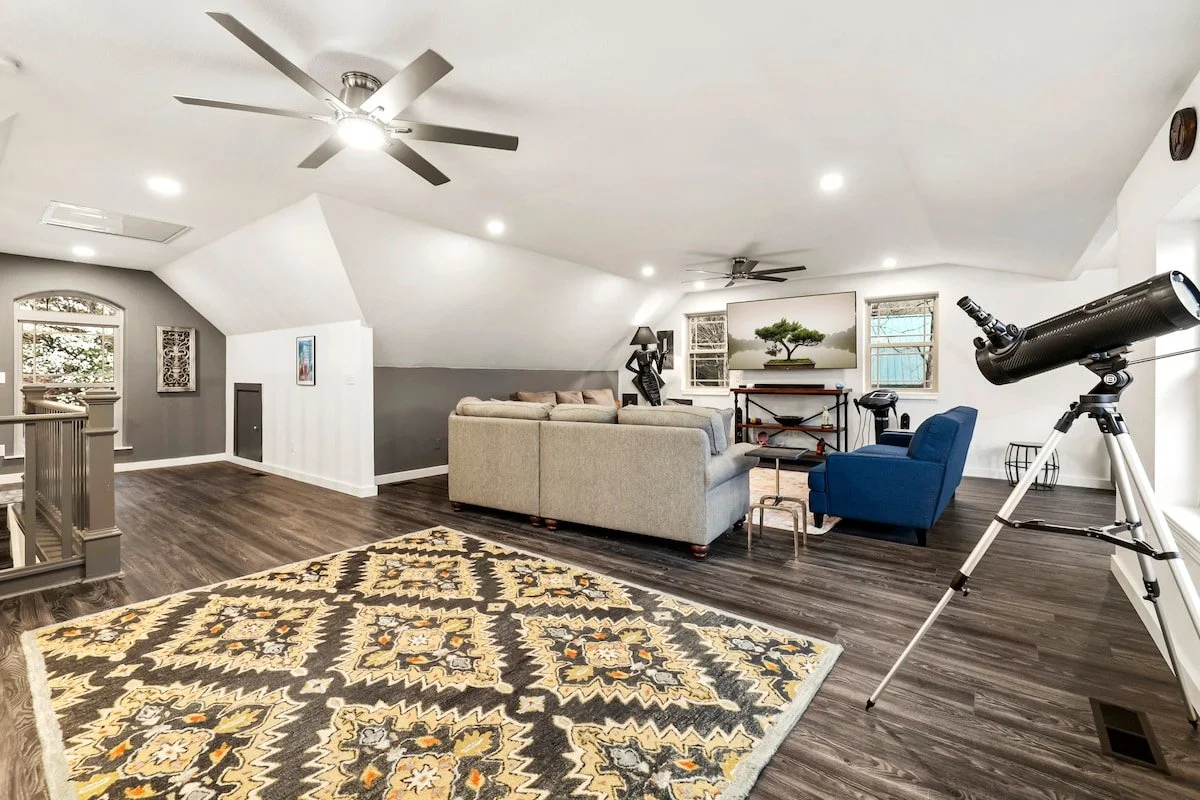 On the second floor, you'll find our game room and third living space. 