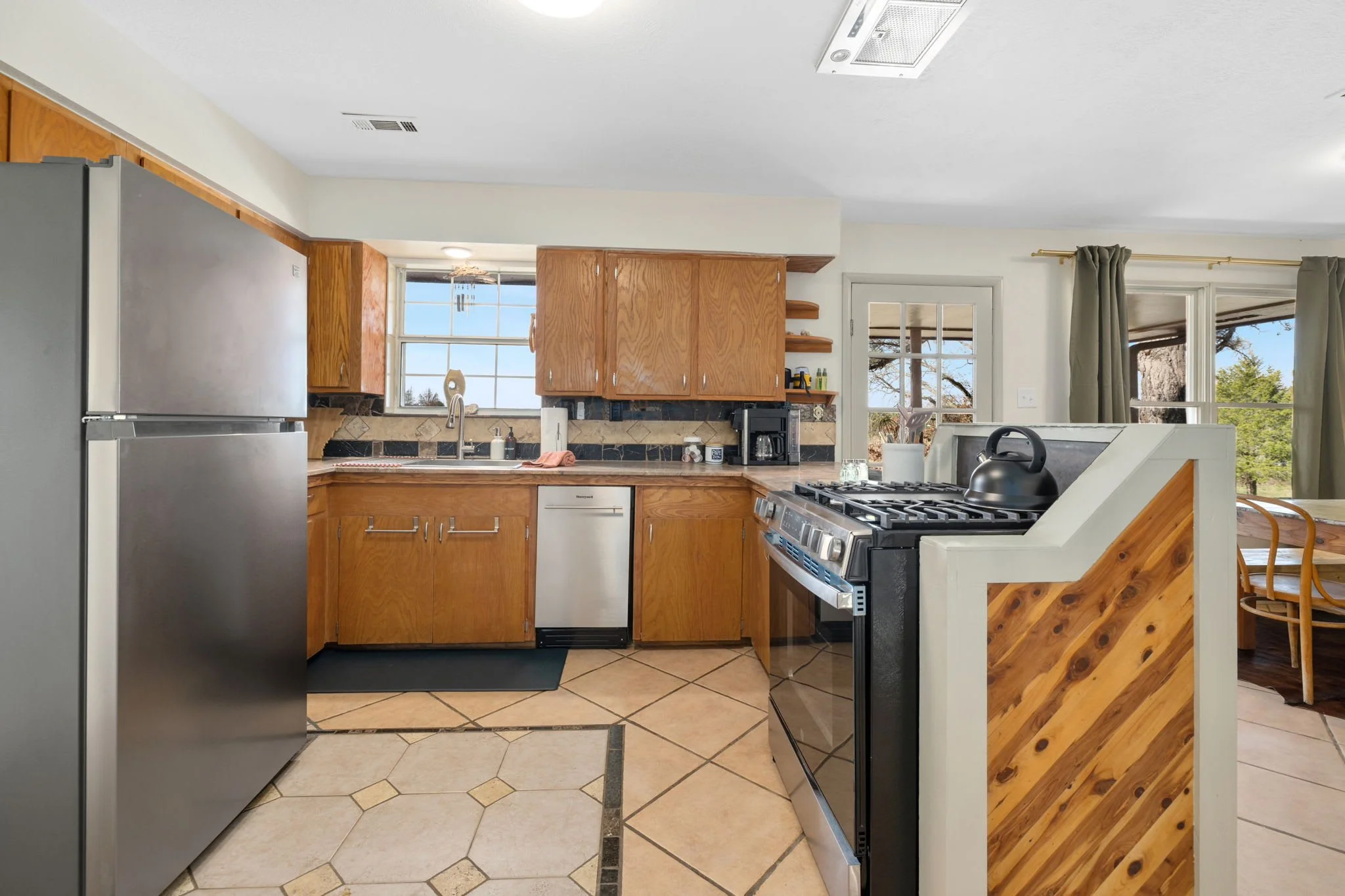 The kitchen is fully stocked to whip up a meal or just a good cup of coffee.   