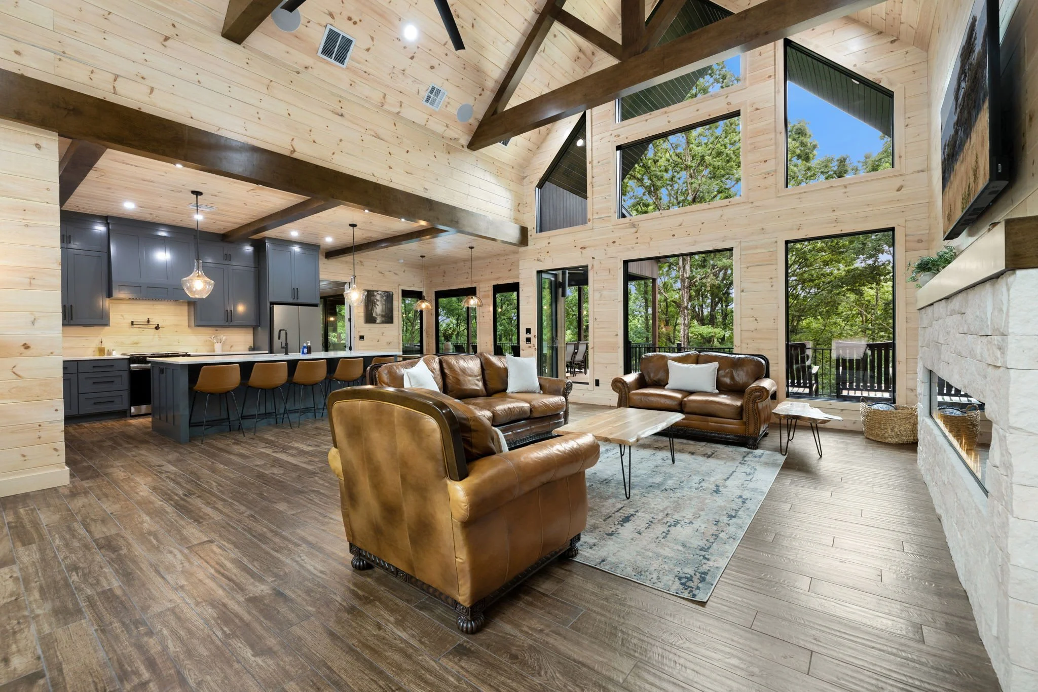 Inside, you'll love the open concept living space and kitchen area.
