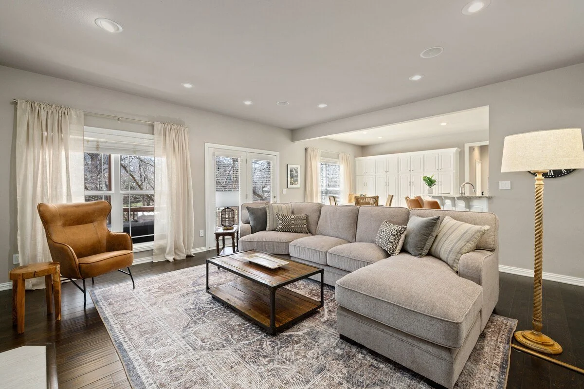 A large, plush sectional sofa that was made for cozying up.