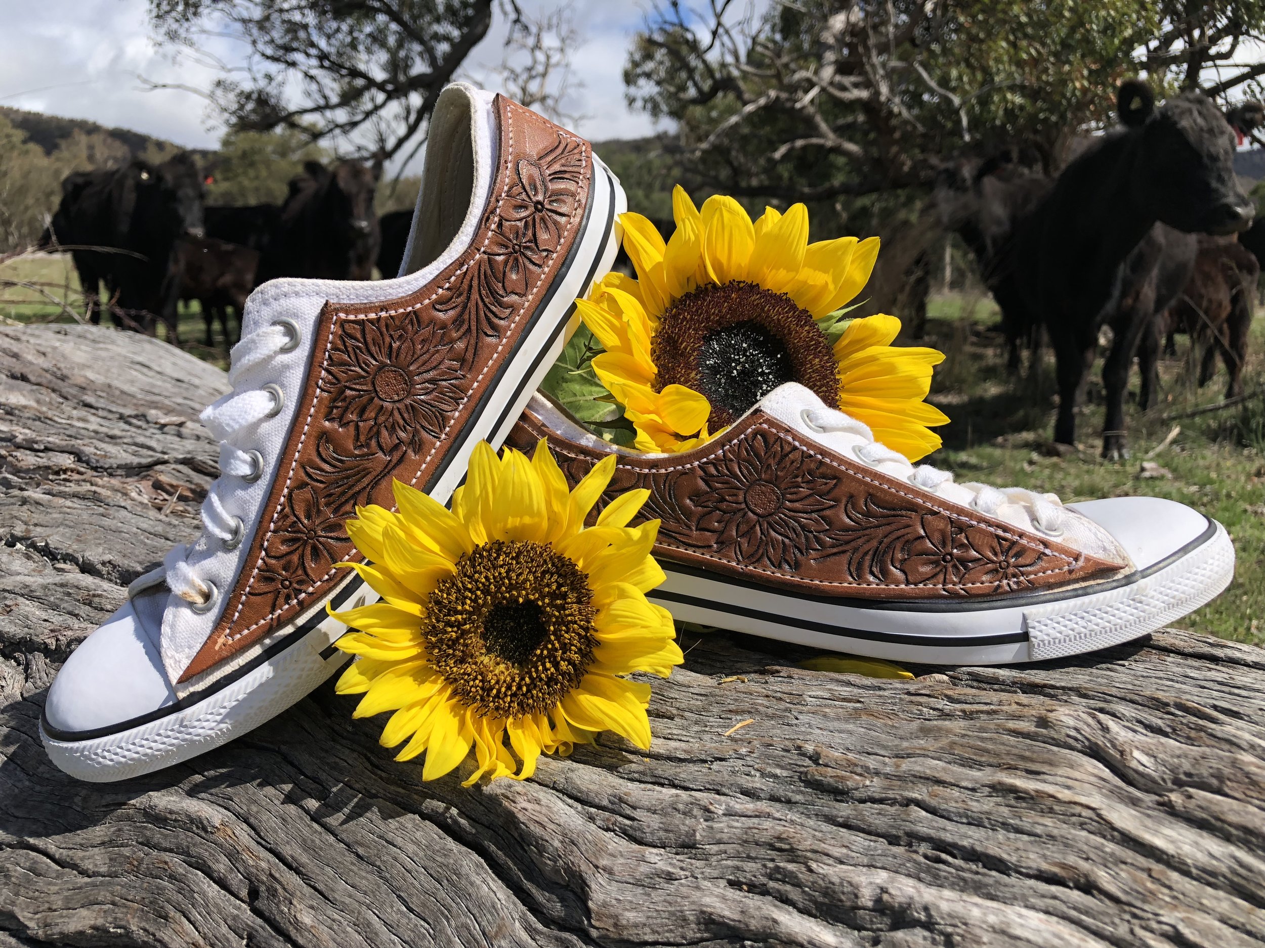 leather tooled converse