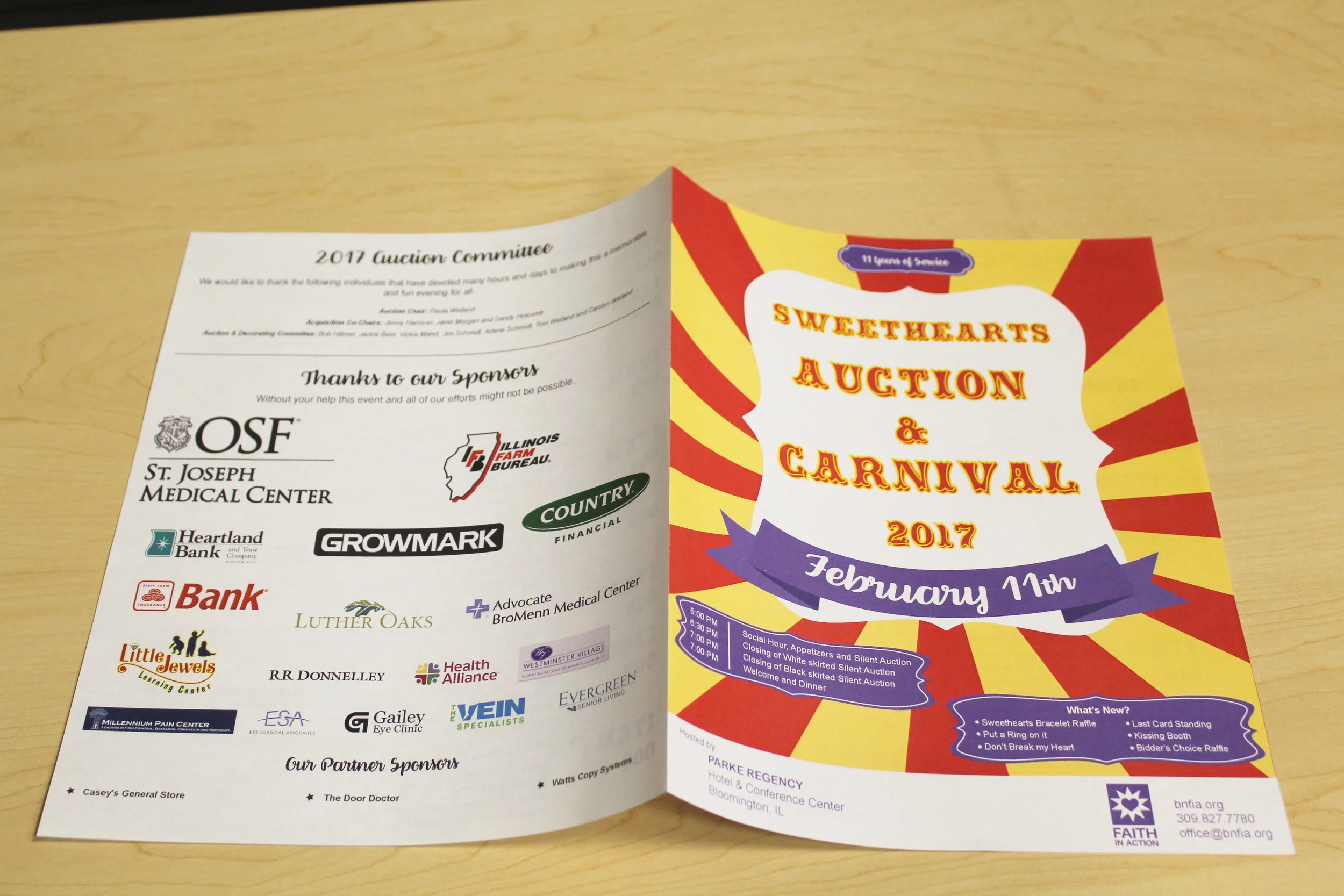 Sweethearts Auction &amp; Carnival: Brochure (front/back)