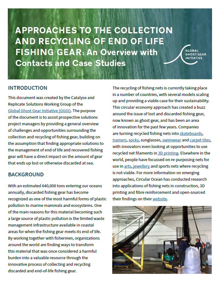 Approaches to the Collection and Recycling of End of Life Fishing Gear
