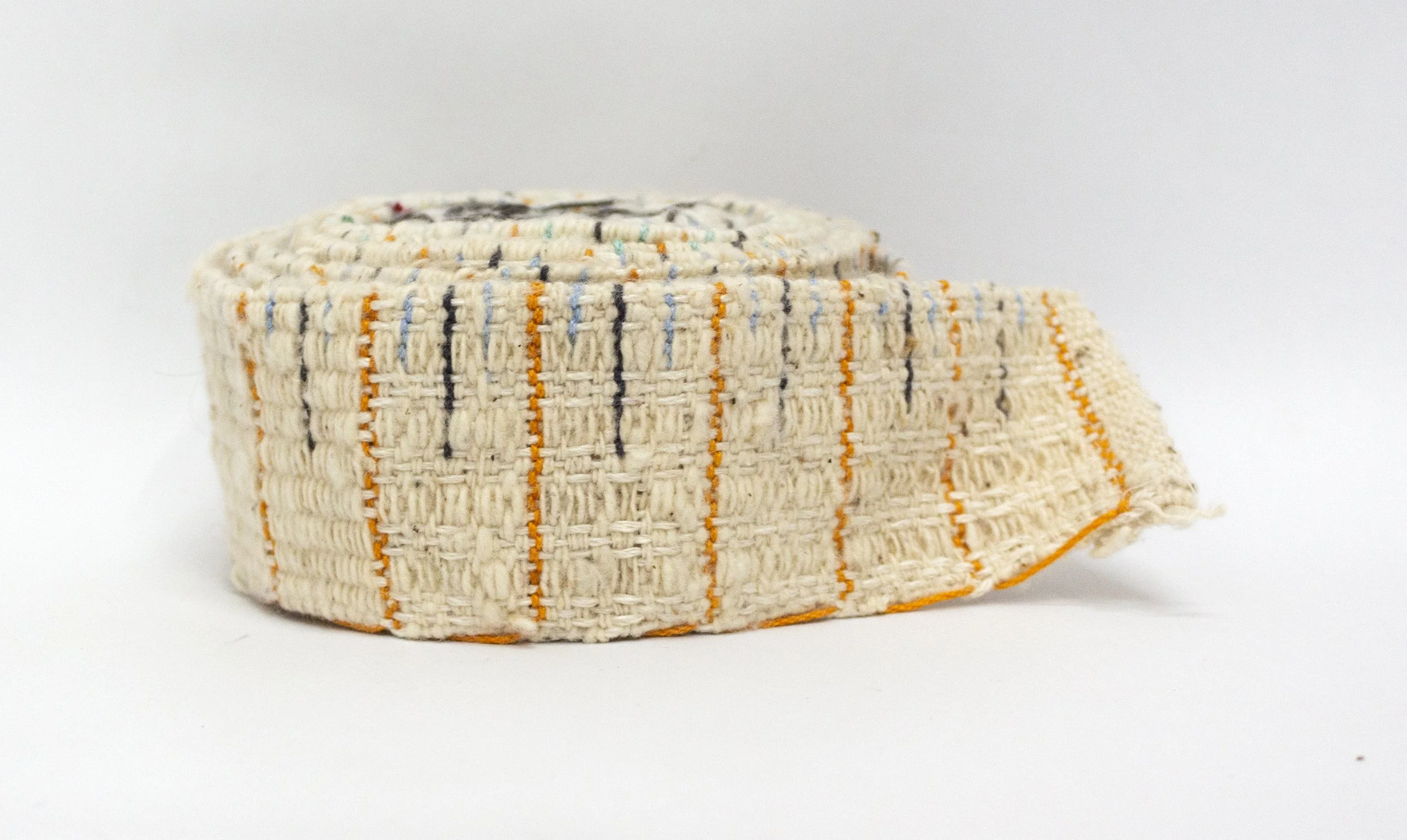   3 Grains of Barley   Hand woven, Raw khadi yarn, cotton yarn, 2.25 x 130.25 inches, 2021-22 