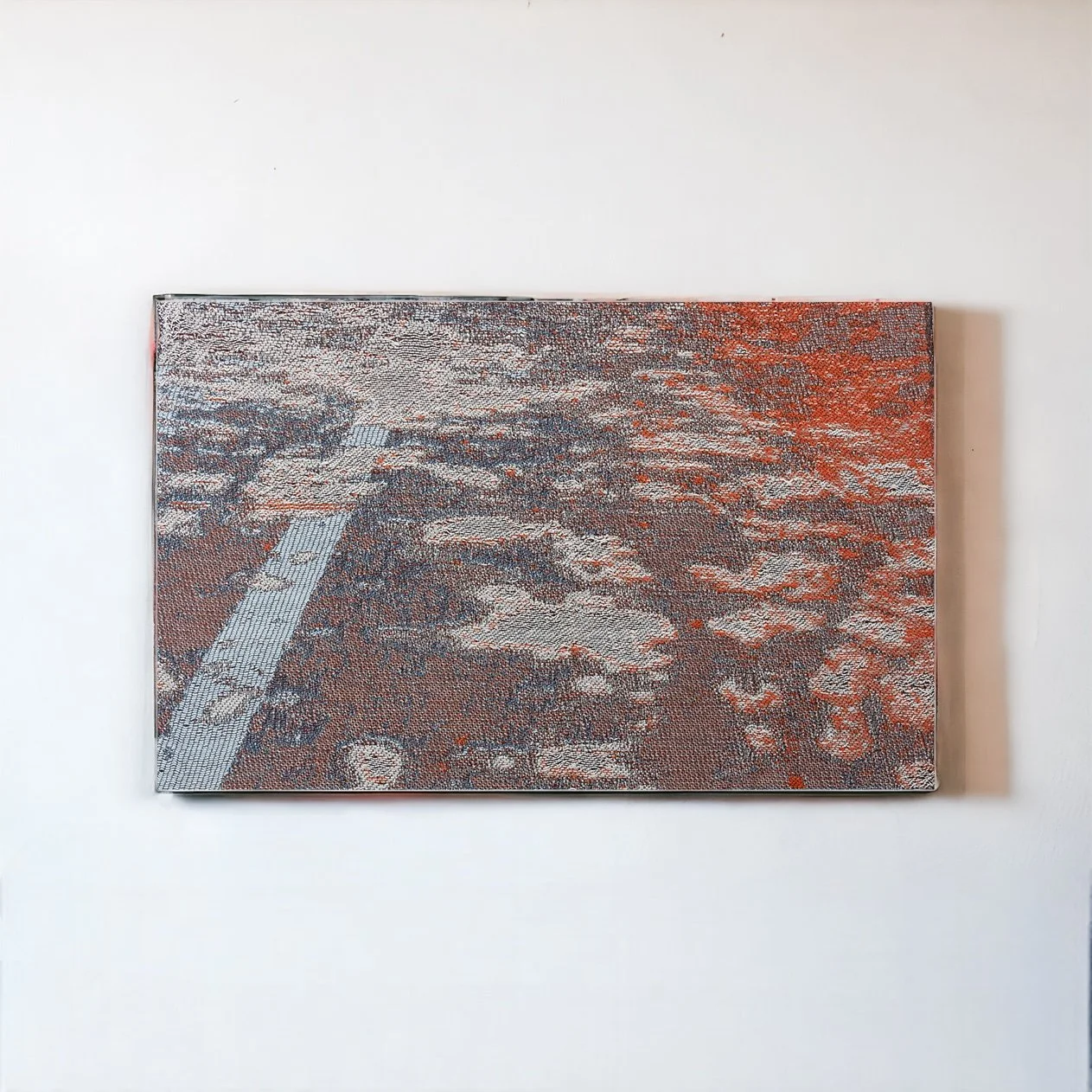   Perennial Avenue , Hand woven jacquard,  Cotton and chenielle yarn, 23 x 37 inches, 2023      