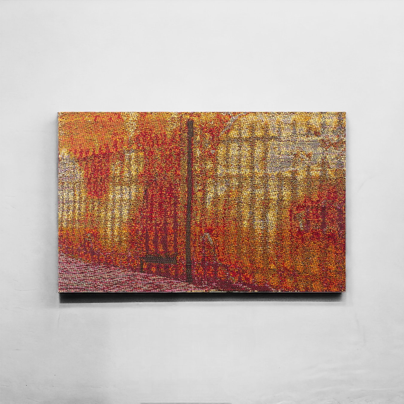   Protected walls,  Hand woven jacquard,  Cotton yarn, 24.5  x 37 inches, 2023      