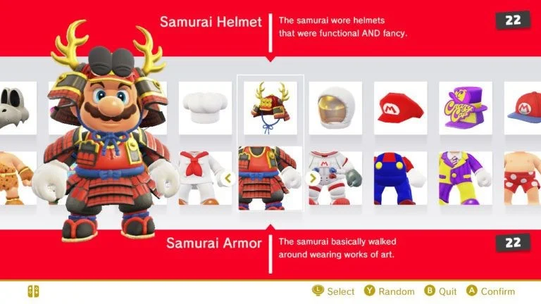 Cosmetic system in Super Mario Odyssey