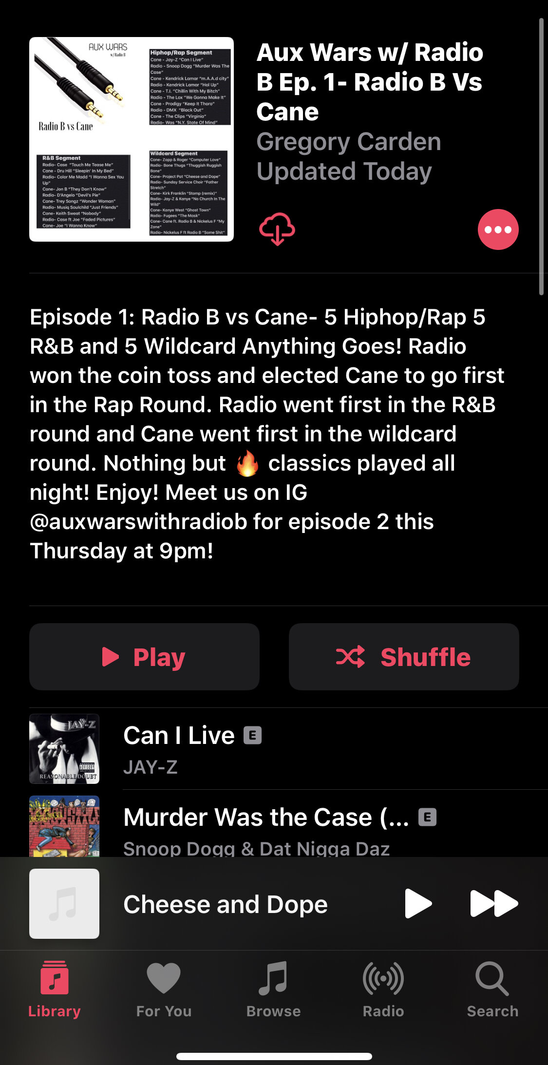 Aux Wars w/ Radio Ep. 1: Radio B vs Cane Playlist (Apple Music) (Click Here)
