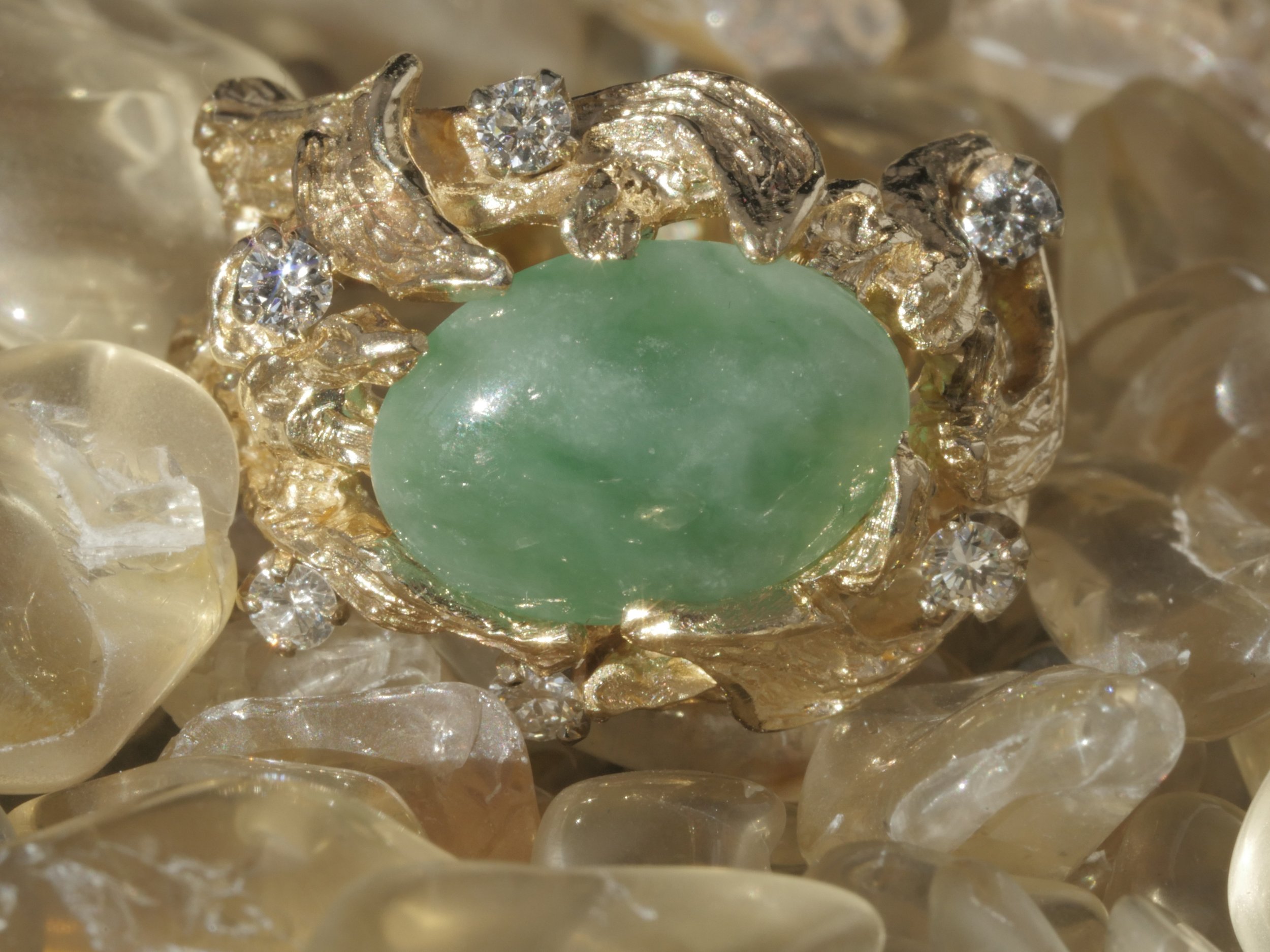 Jade and Diamond Gold Women's Ring