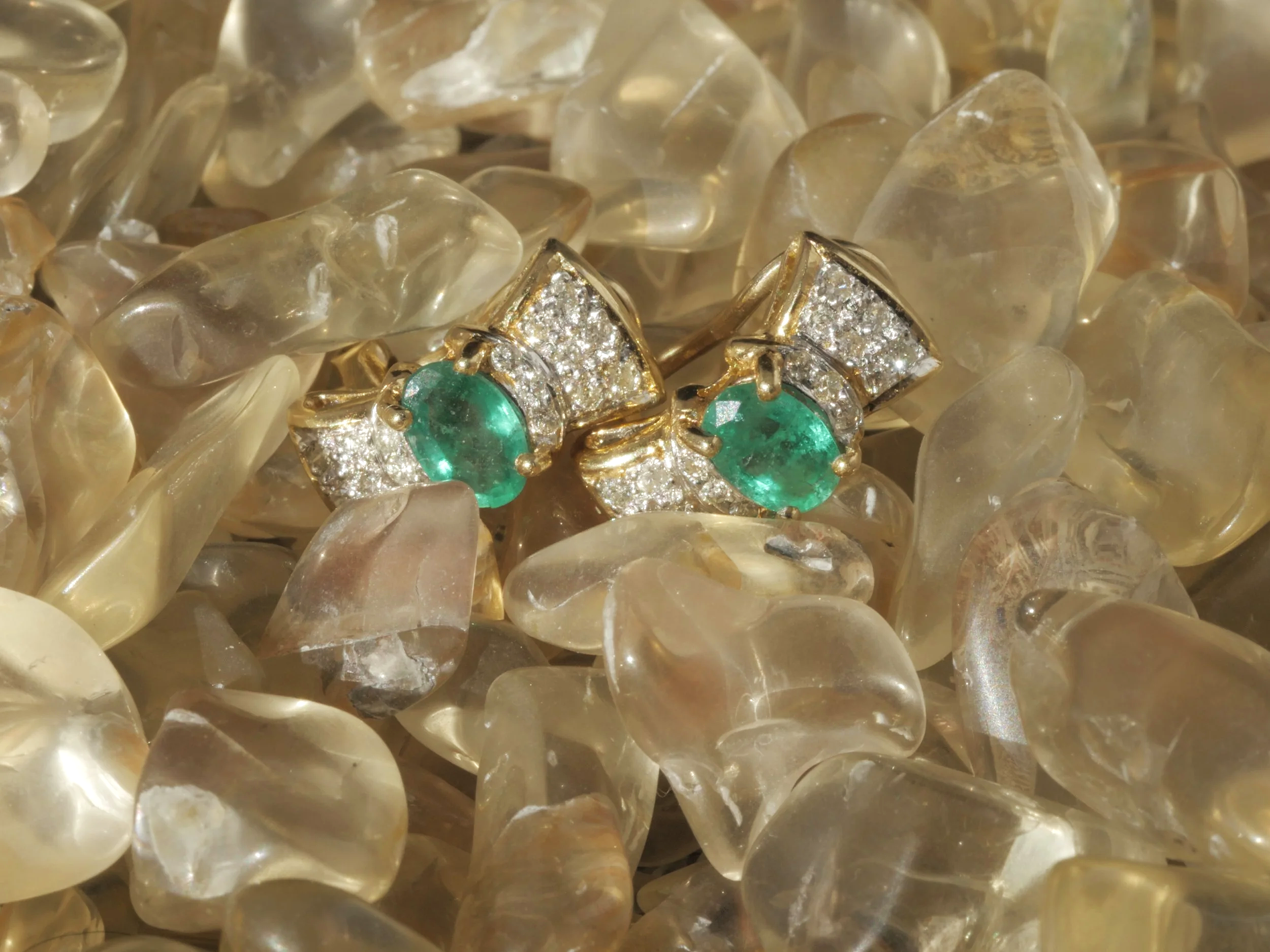 Emerald and Diamond Bow Earrings