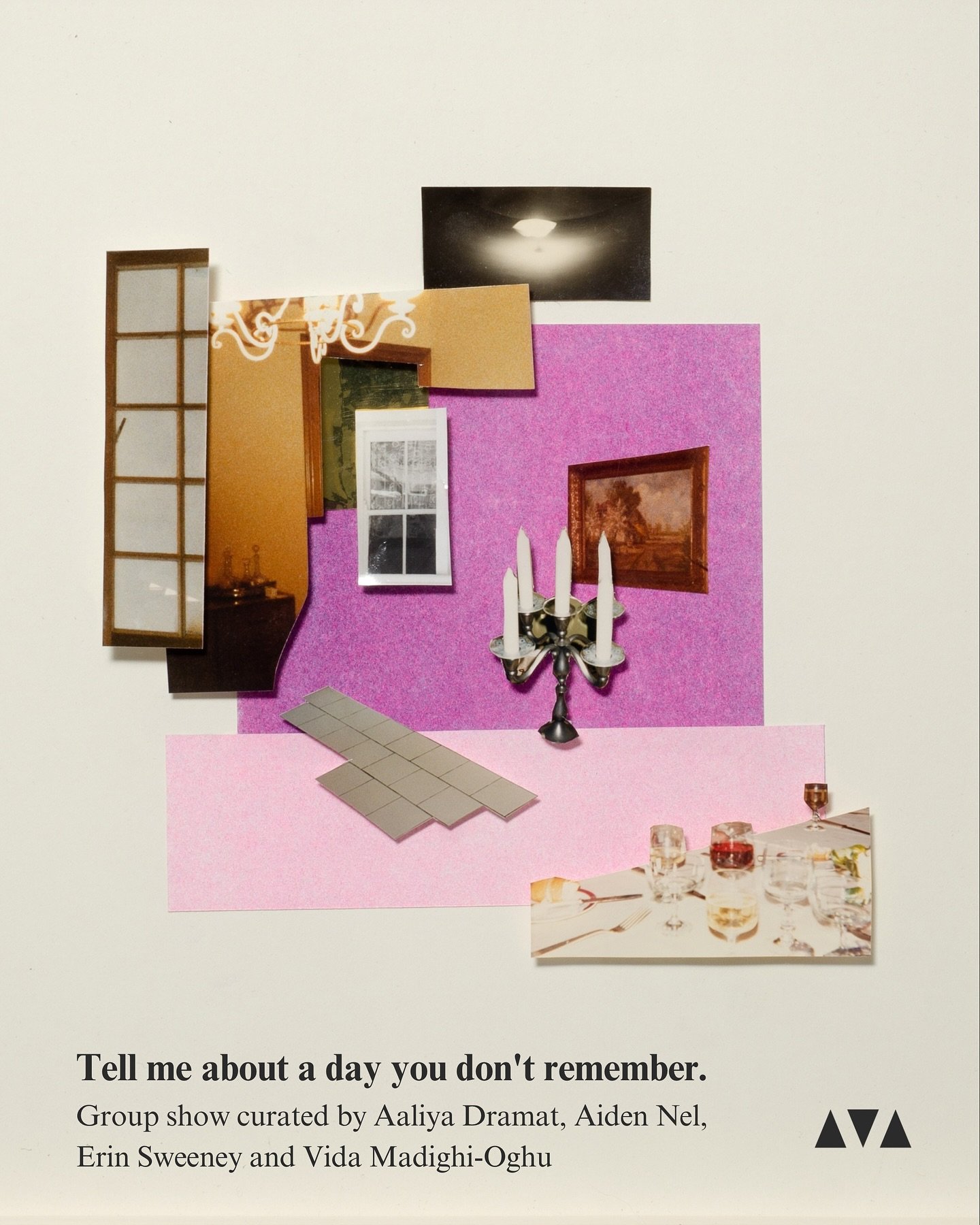 Opening Tonight
Thursday 26 June 
5pm - 8pm 

Join us this evening as we celebrate the opening of Tell me about a day you don&rsquo;t remember.
Alka Dass @alka_the_artist, Kirstie Pietersen @kirstiepietersen_studio, Nina Turok Shapiro @ninaturokshapi
