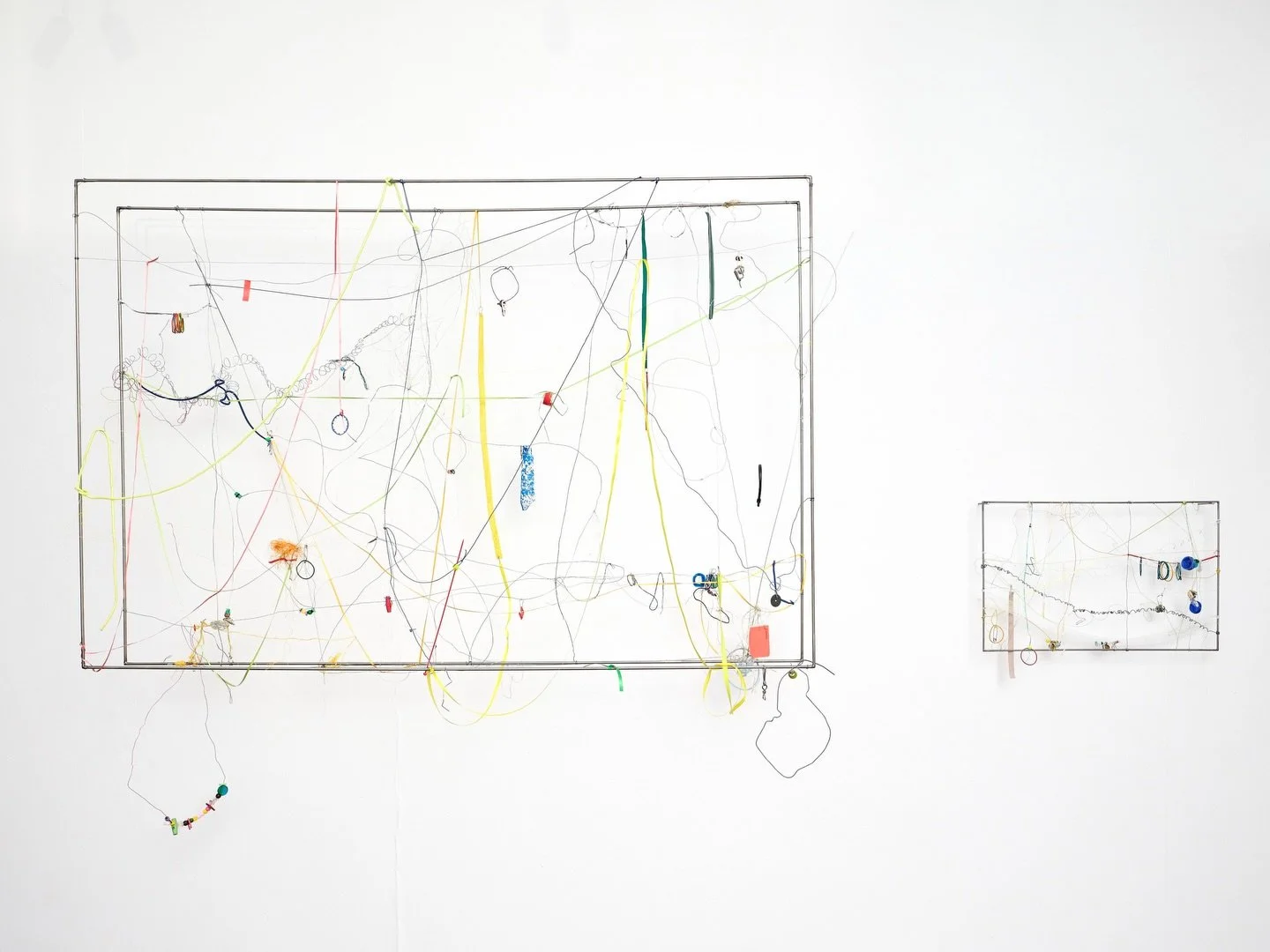 Making My Way 
On view in our Mezzanine Gallery until 11.06.26
@piatruscott 

Pia Truscott&rsquo;s solo exhibition presents a series of wire &ldquo;drawings&rdquo; entangled with everyday objects. Like a pencil moving across a page, these suspended w