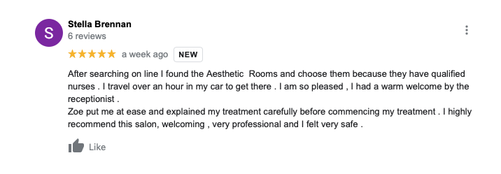 Patient Reviews — The Aesthetic Rooms | Non-surgical Skin Clinic, Norden