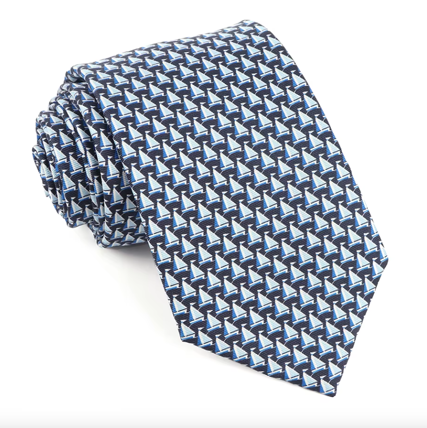 Cravatta in seta blu notte motivo vela