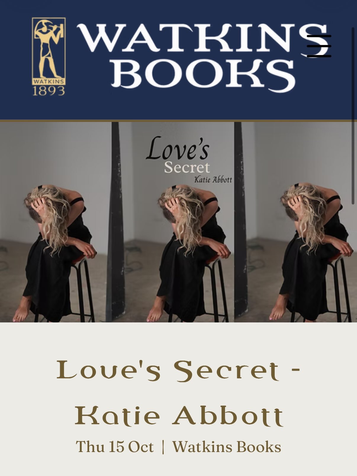 Good morning all, 

I am delighted to invite you to an event taking place on Thursday 15th October @watkinsbooks 

It is free to attend and at my very favourite book shop- Watkins- just opposite the National Portrait Gallery. 

I will be talking abou