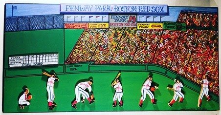 Fenway Park, 2007. Description below:  Second-generation wood carver, Glaubach created his first Bas-relief wood sculpture more than six decades ago - when he was only nine. He learned the craft from his father, a woodworker and cabinetmaker born in 