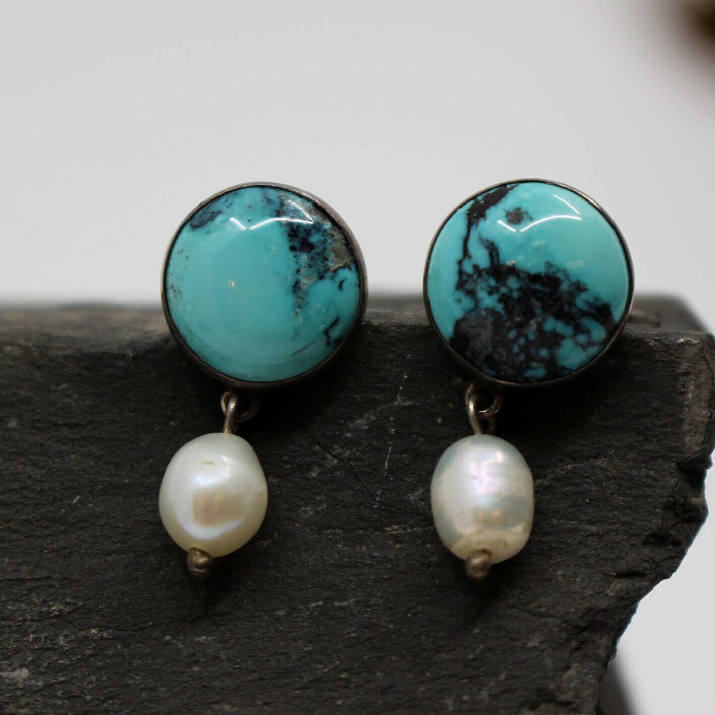 Turquoises & Pearls Earrings