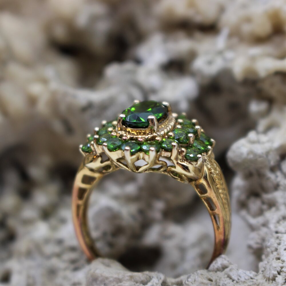 Sterling Silver Gold Plated Chrome Diopside Ring — Renaissance Jewelers