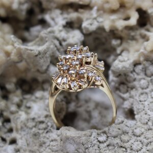 Champagne Waterfall 1.5 CTTW Diamond Cluster Ring 14K Yellow Gold 5.  (D01065621)