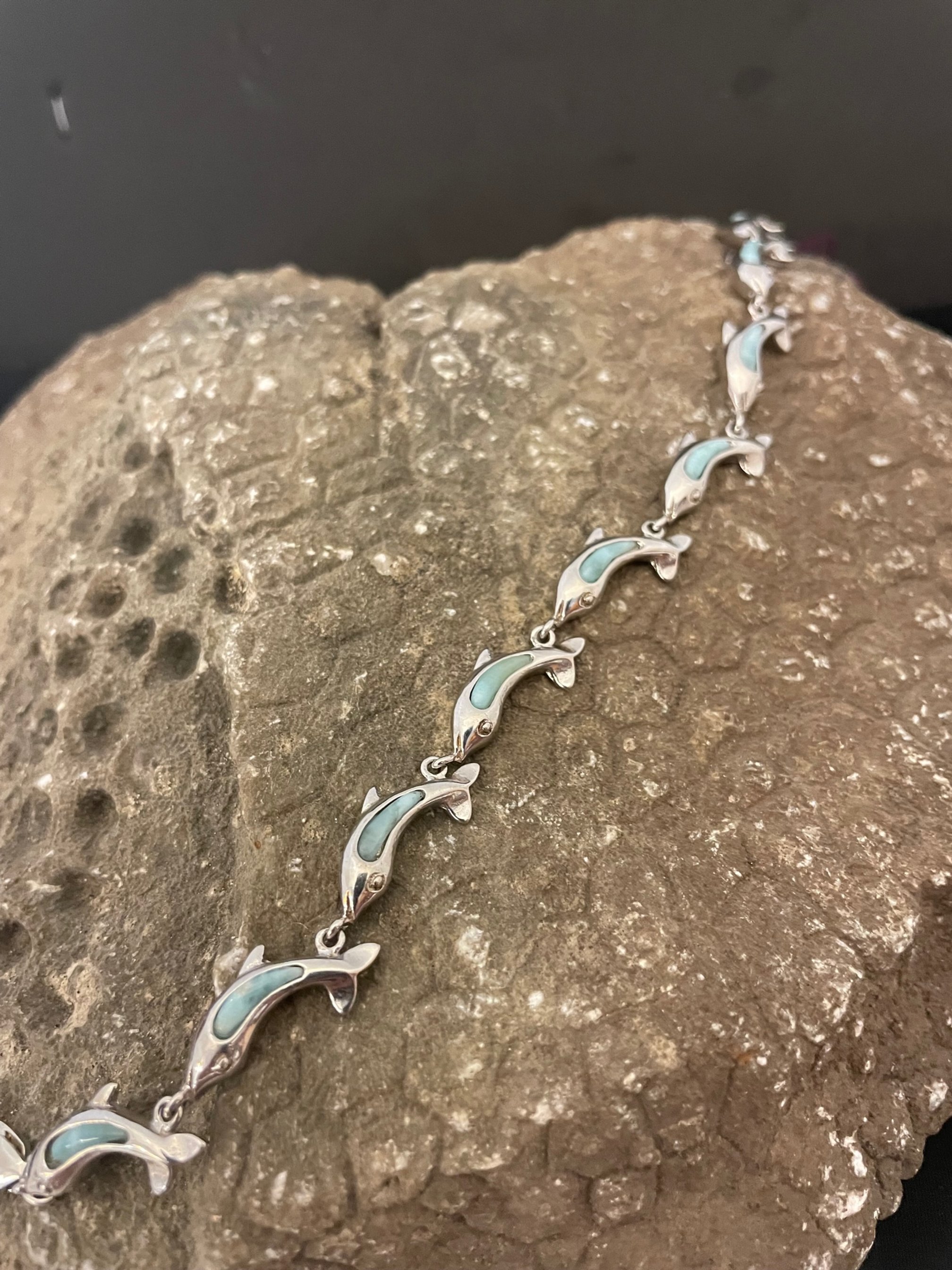 Silver dolphin bracelet with large dolphins