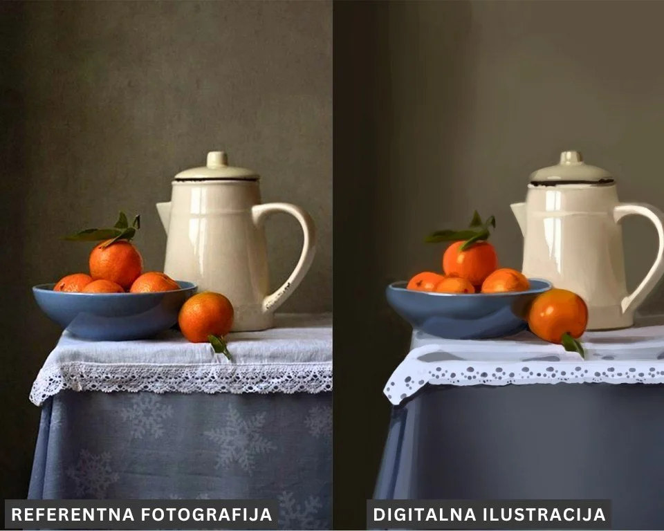 Ilustracija mrtve prirode prema referenci