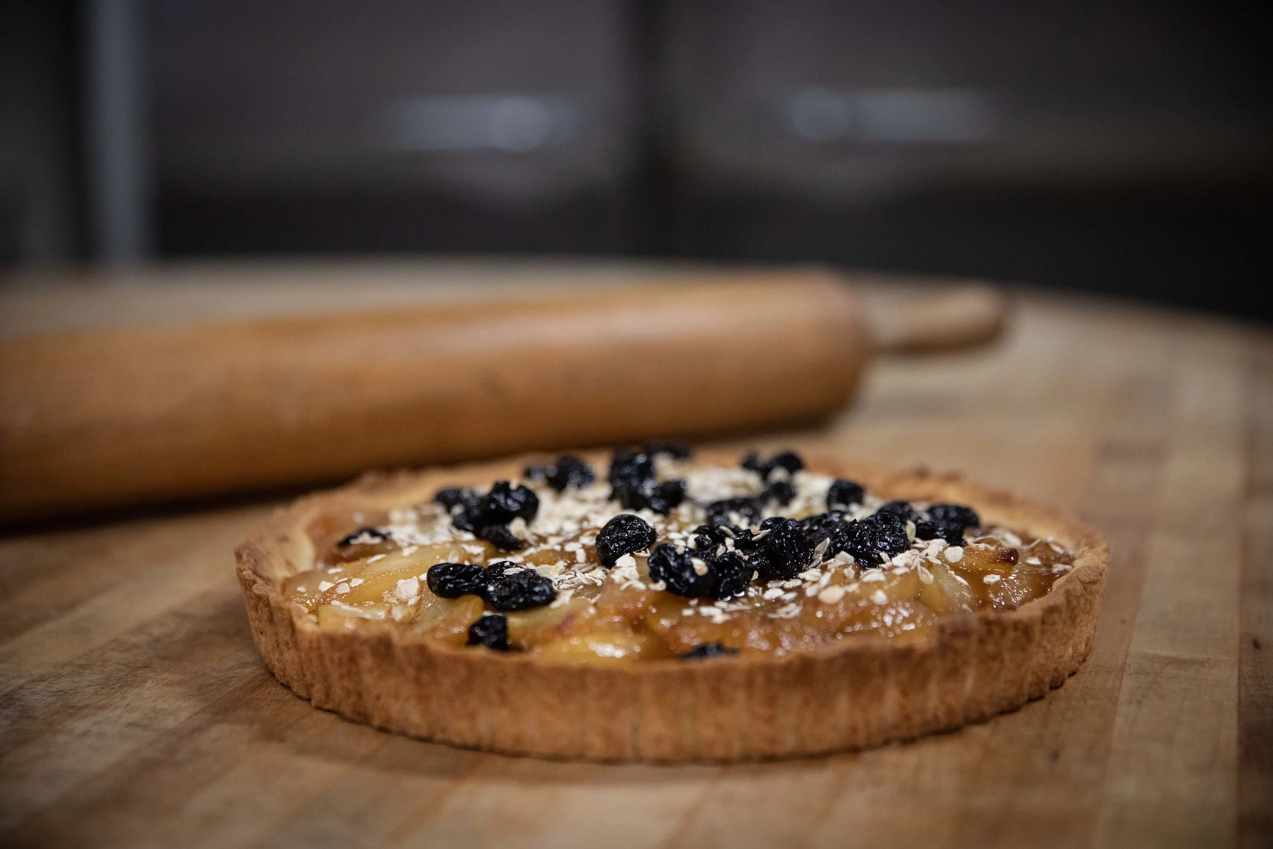 Pear Cherry Caramel Oatmeal Tart
