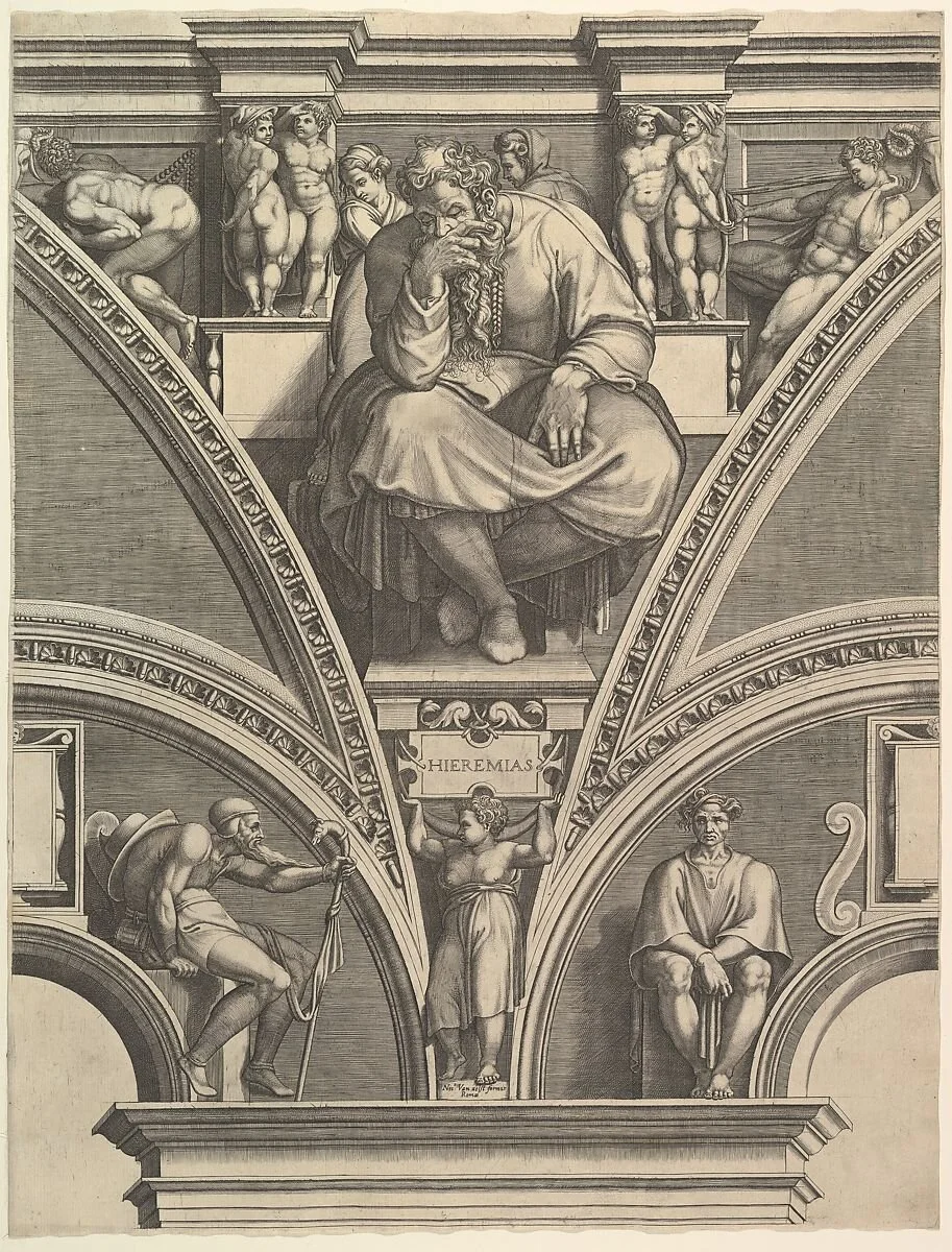 The Prophet Jeremiah, from the series of Prophets and Sibyls in the Sistine Chapel (1570–75), Giorgio Ghisi