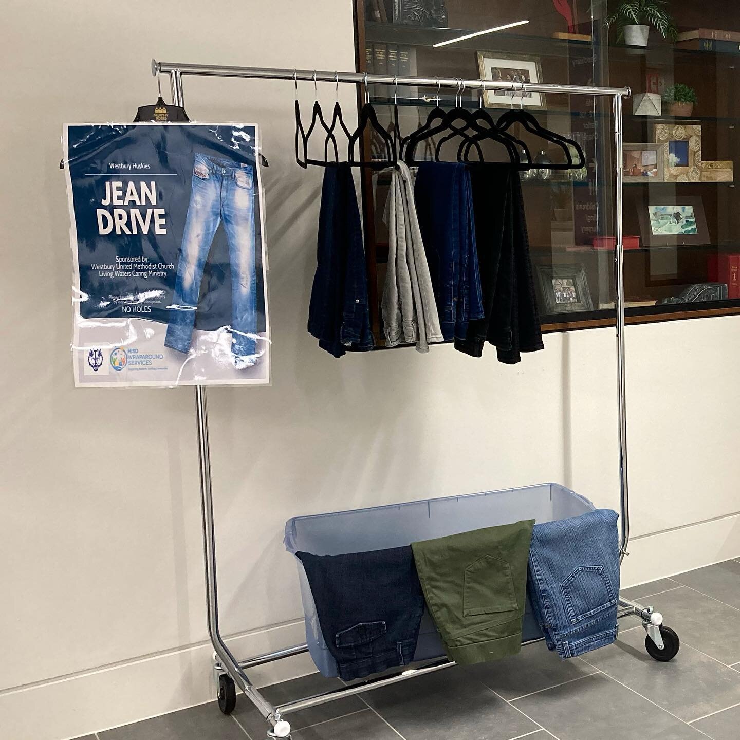 JEAN DRIVE STARTS TOMORROW!!
Bring your new and gently worn jeans, without rips or tears, for Westbury High School students from March 24- April 30. 

Help our students finish the year strong with jeans and khakis that meet school dress code requirem