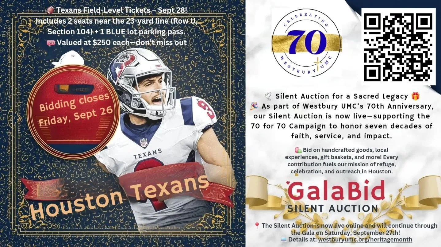 Bid now for Texans vs Titans tickets and parking! Don&rsquo;t miss this rivalry game!

https://app.galabid.com/wumcgala/items
#galabid