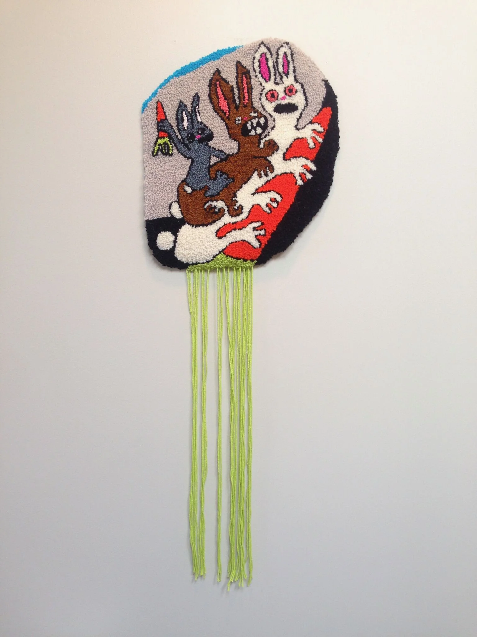 3 Bunnies Wool, Acrylic, burlap dimensions not recorded 2016