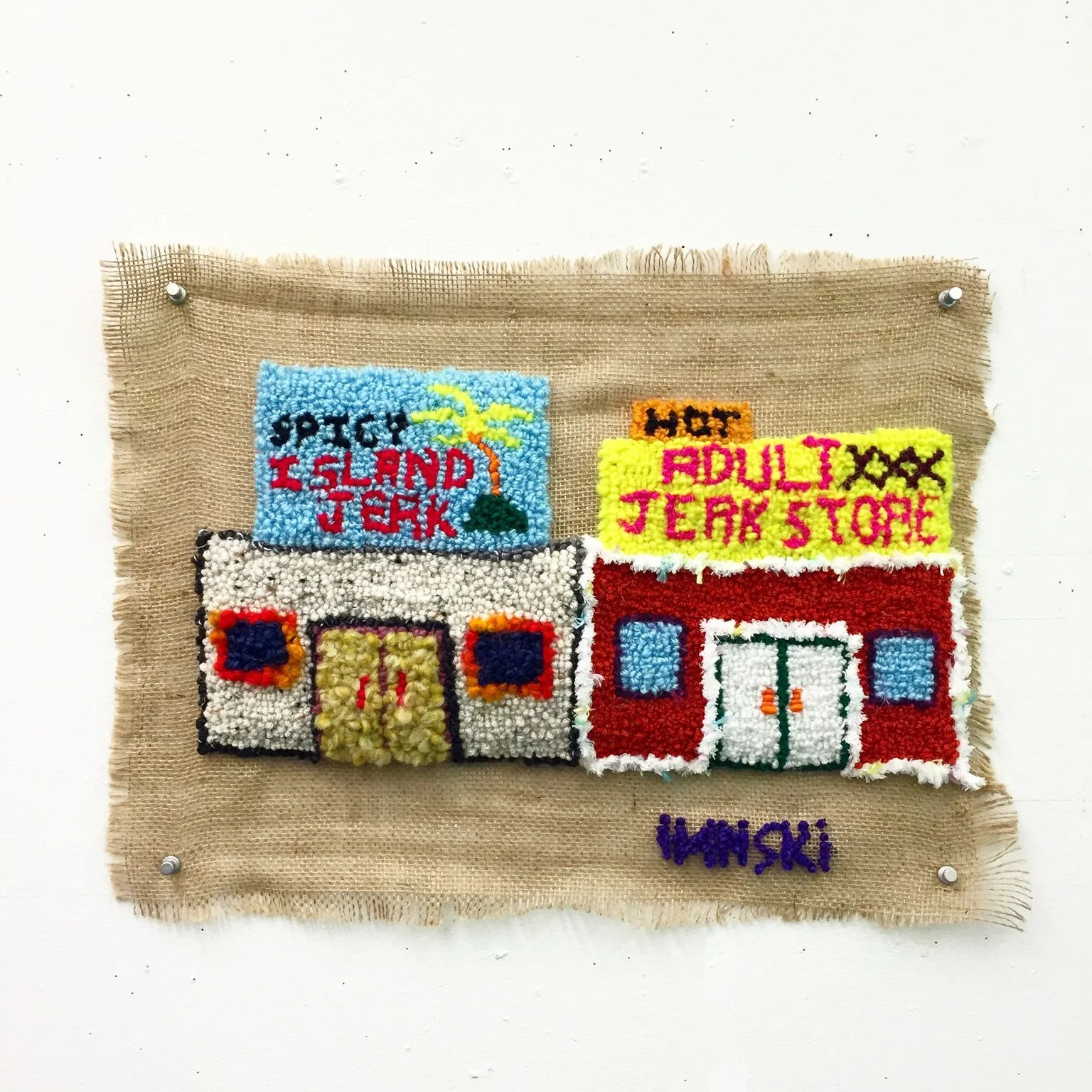 the jerk store called… wool, acrylic, burlap dimensions not recorded 2016