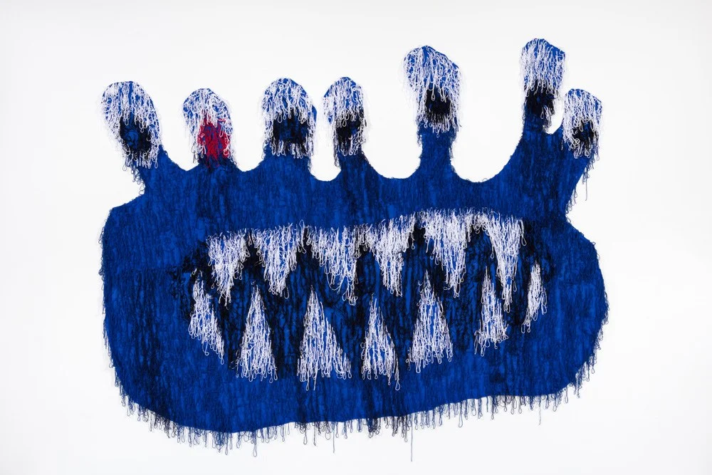 Big Blue Alien Acrylic, Burlap 111” X 154” 2018