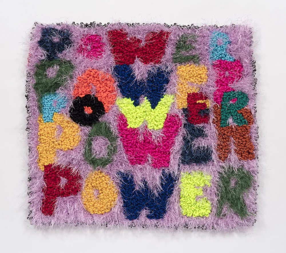 Power Piece Wool, acrylic, polyester and burlap 27” x 30” 2019
