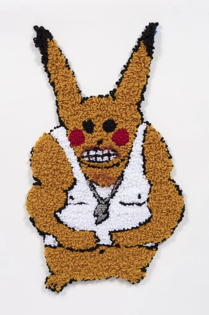 Macho Pikachu Wool, acrylic, polyester and burlap 35” x 20” 2019
