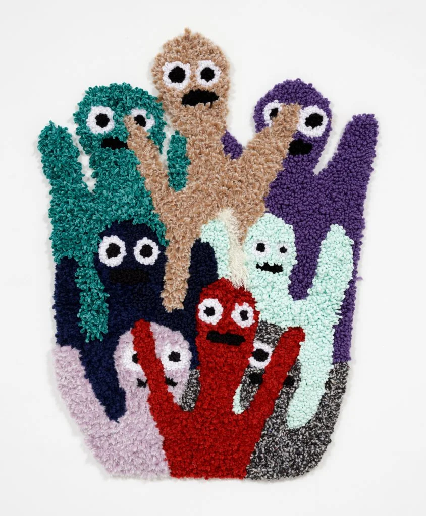 HEYYYYYYY Wool, acrylic, polyester and burlap 46” x 34” 2018