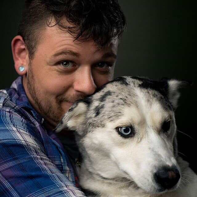Couldn't sit around anymore, I had to take some portraits!  This is my roommate and his dog Artemis.  This was fun, but now I want to go shoot some more!
